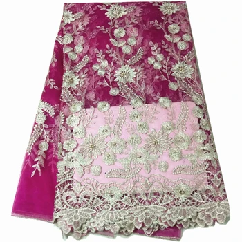 Fuchsia African lace high quality 2018 French tulle lace fabric embroidery beaded lace for party dress 5yards
Fuchsia African lace high quality 2018 French tulle lace fabric embroidery beaded lace for party dress 5yards
