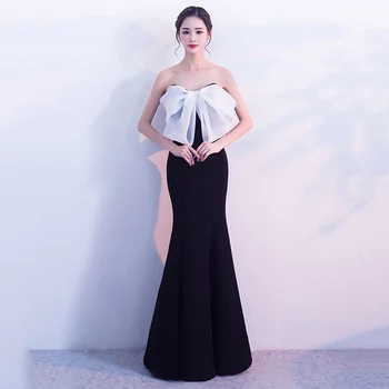 Black and White Cotton Bow Off Shoulder Sleeveless Novelty Elegant Long Dresses Sexy Mermaid Dress For Wedding Party 2018
Black and White Cotton Bow Off Shoulder Sleeveless Novelty Elegant Long Dresses Sexy Mermaid Dress For Wedding Party 2018