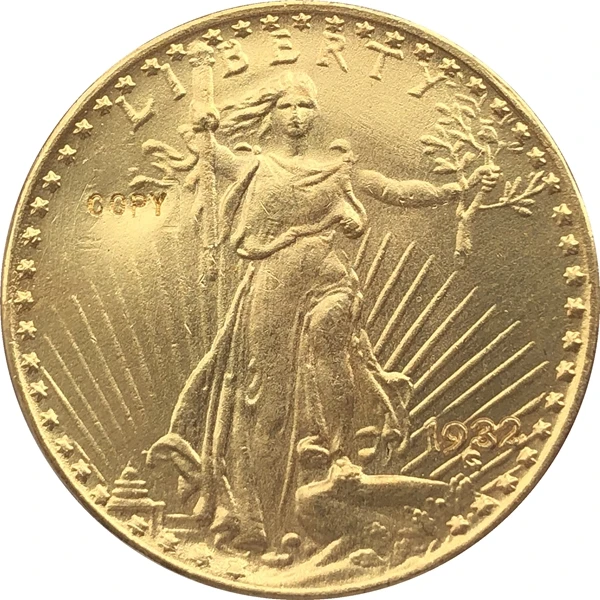 Оптовая продажа копия 1932 $20 St. монеты 100% производство позолоченного коптера|coins to