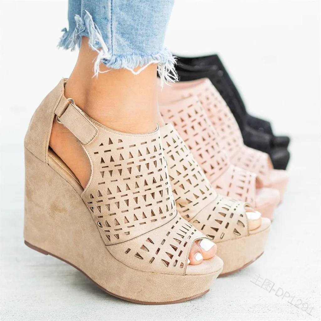 Flock summer 2019 fish mouth hollow Platform Sandals zapatillas mujer wedges shoes for women scarpe donna Buckle Strap sandals
Flock summer 2019 fish mouth hollow Platform Sandals zapatillas mujer wedges shoes for women scarpe donna Buckle Strap sandals