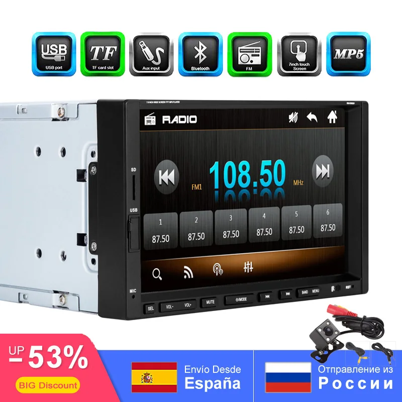 Car MP5 Player Car MP3 Radio 7" Touch Screen In Dash Bluetooth Support FM USB AUX SD SWC Remote Control Rear View Camera Input
Car MP5 Player Car MP3 Radio 7" Touch Screen In Dash Bluetooth Support FM USB AUX SD SWC Remote Control Rear View Camera Input