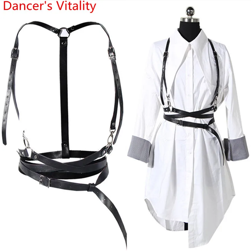 Nightclub Fashion Photography Clothes Bandage Black PU Leather Punk Style New DS Belt DJ Suspenders Pole Jazz Dance Accessories
Nightclub Fashion Photography Clothes Bandage Black PU Leather Punk Style New DS Belt DJ Suspenders Pole Jazz Dance Accessories