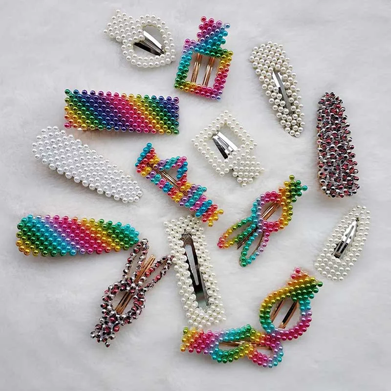 Ins Network Celebrity Pearl Hairpin Popular Style Korean Rainbow