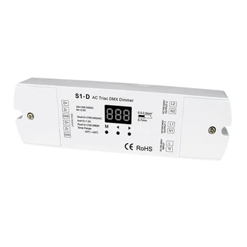

S1-D;AC Triac DMX Dimmer;Input voltage:100 240VAC; voltage Output: 2 x 100-240VAC