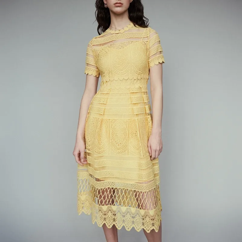 2019 Summer dress New Pattern Korean Temperament Lace Lead Waist Hollow Out Vacation Dress Woman vestidos robe femme
2019 Summer dress New Pattern Korean Temperament Lace Lead Waist Hollow Out Vacation Dress Woman vestidos robe femme