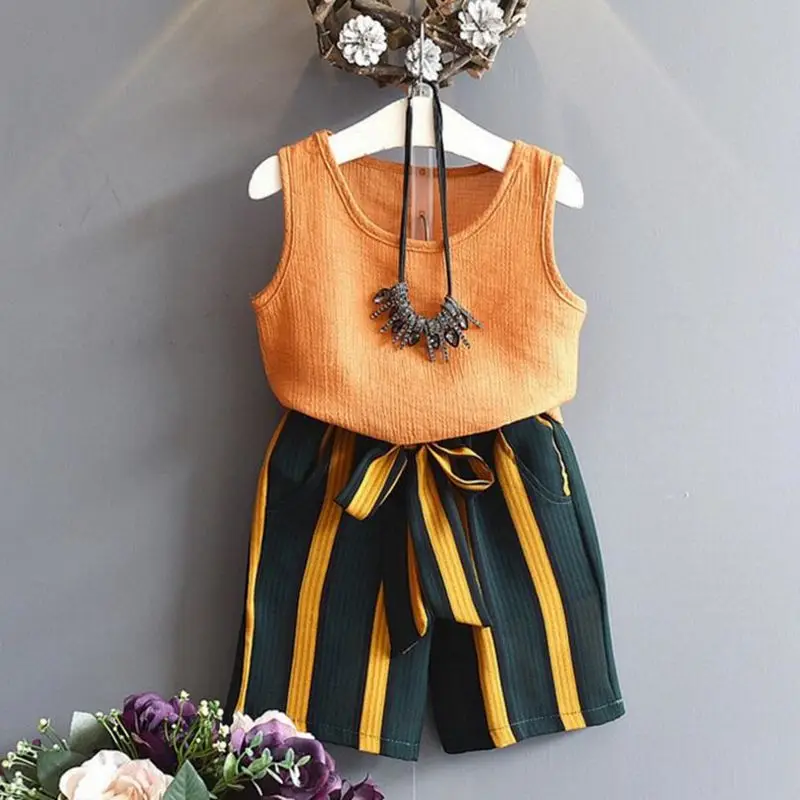 2019 New Summer Girls Clothing Sets Baby Toddler Kids Girl Clothes Sleeveless Tank+Bow Striped Short Pants 2Pcs Suit JW2172
2019 New Summer Girls Clothing Sets Baby Toddler Kids Girl Clothes Sleeveless Tank+Bow Striped Short Pants 2Pcs Suit JW2172