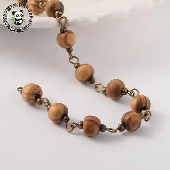 Round Handmade Wood Beaded Chains, with Brass Findings, Antique Bronze, Camel, 7mm; about 60pcs/strand, 39.3"
Round Handmade Wood Beaded Chains, with Brass Findings, Antique Bronze, Camel, 7mm; about 60pcs/strand, 39.3"