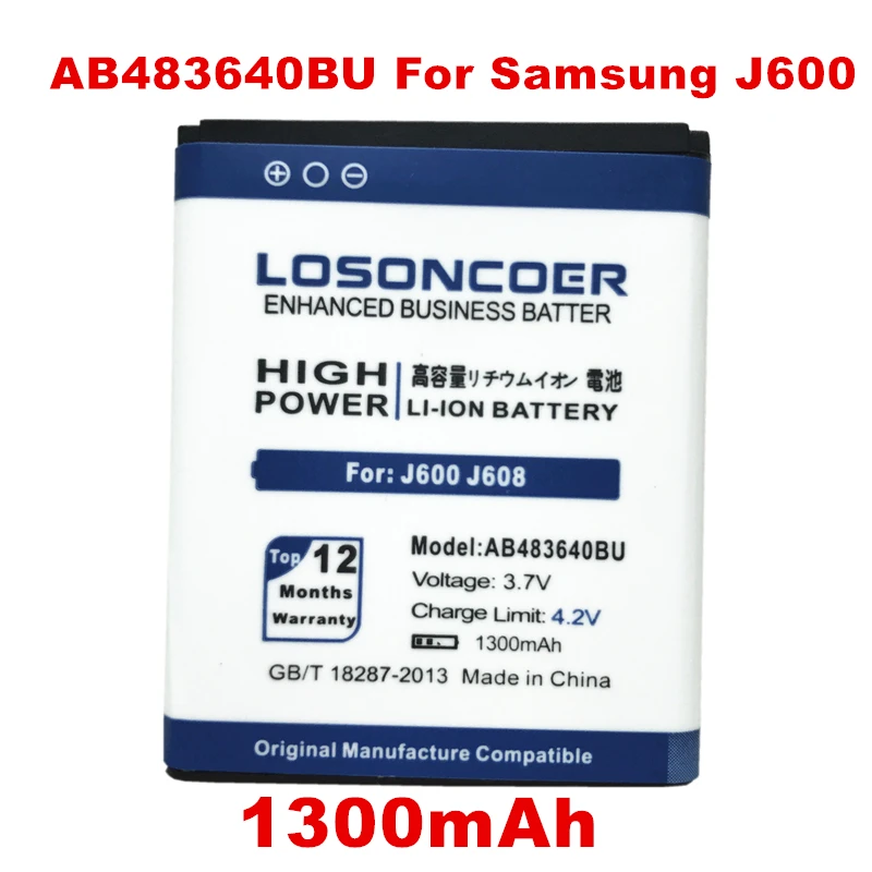 LOSONCOER 1300mAh AB483640BU Battery for Samsung GT-C3050C GT-S7350C SCH-F619 GT-C3050 SGH-F110 SGH-F118 SGH-E740 SGH-L600
LOSONCOER 1300mAh AB483640BU Battery for Samsung GT-C3050C GT-S7350C SCH-F619 GT-C3050 SGH-F110 SGH-F118 SGH-E740 SGH-L600