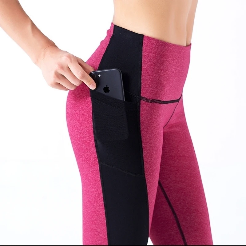 Yoga Pants Women Workout Leggings Sports Fitness Tight High Waist Mesh Hand Pocket Elastic Skins Legging Bottom | Спорт и