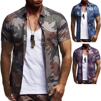 New Arrival Fashion Mens Shirt Button Personality Camouflage Short Sleeve Blouse Tops Camisa Social Shirts Men Camisa Hombre
New Arrival Fashion Mens Shirt Button Personality Camouflage Short Sleeve Blouse Tops Camisa Social Shirts Men Camisa Hombre