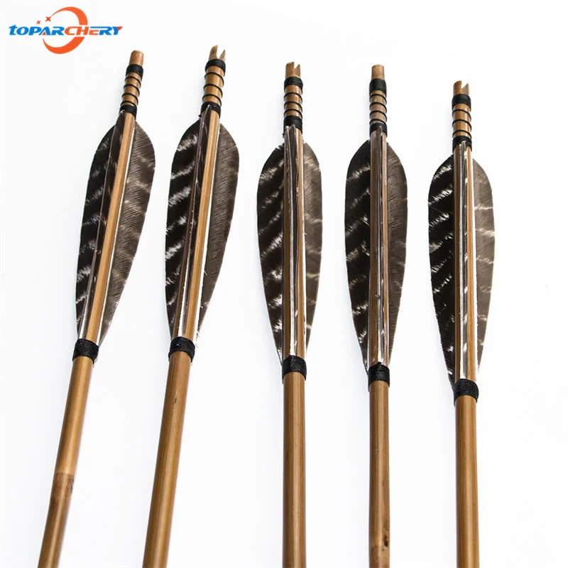 6pcs 33'' (85cm) Archery Hunting Bamboo Arrows with Steel Arrowhead & 5'' Turkey Feather for Longbow Recurve Bow Shooting Sports
6pcs 33'' (85cm) Archery Hunting Bamboo Arrows with Steel Arrowhead & 5'' Turkey Feather for Longbow Recurve Bow Shooting Sports