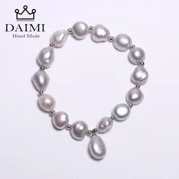 DAIMI Flexible Bracelet Grey Natural Baroque Pearl Bracelet for Women 9-10mm Real Pearl Elastic Bracelet 18.5-19cm Street Style
DAIMI Flexible Bracelet Grey Natural Baroque Pearl Bracelet for Women 9-10mm Real Pearl Elastic Bracelet 18.5-19cm Street Style