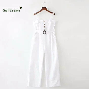 Sleeveless Belt 2019 Women Wide Leg Pants Casual Cotton Linen White Elegant Strap Jumpsuits Long Loose Trousers Rompers Overalls
Sleeveless Belt 2019 Women Wide Leg Pants Casual Cotton Linen White Elegant Strap Jumpsuits Long Loose Trousers Rompers Overalls