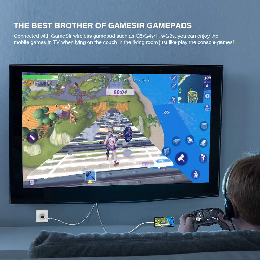 Gamesir Gtv100 Cep Hdmi Ekran Adaptörü Kablosu 48 Kanepeye Uzanıp Büyük Tv Ekranınızda Cep Telefonları Oyunlarının Keyfini Çıkarmak Istemez Misiniz?