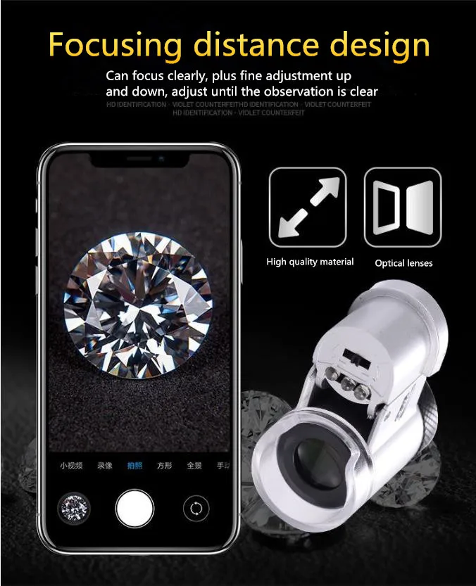 Mini 66 Times Mobile Phone Microscope lens For iPhone Andriod Mobile Phone External Lens Multi-coated Optical Glass Phone Lens
Mini 66 Times Mobile Phone Microscope lens For iPhone Andriod Mobile Phone External Lens Multi-coated Optical Glass Phone Lens