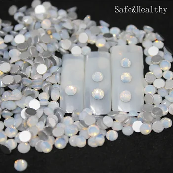 

SS6-SS10 White Opal Rhinestones Back Flat Round Nail Art Decorations And Stones Non Hotfix Rhinestones Crystals for DIY Glass