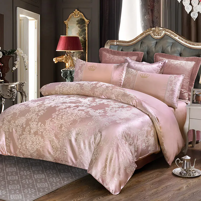 Deep pink flowers jacquard 4pcs queen king bedding sets luxury silk quilt duvet covers quality bed clothes bedsheet pillowcase
Deep pink flowers jacquard 4pcs queen king bedding sets luxury silk quilt duvet covers quality bed clothes bedsheet pillowcase