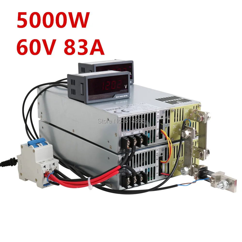 

5000W 60V Power Supply 0-60V Adjustable Power 60VDC AC-DC 0-5V Analog Signal Control SE-5000-60 Power Transformer 60V 83A ON/OFF