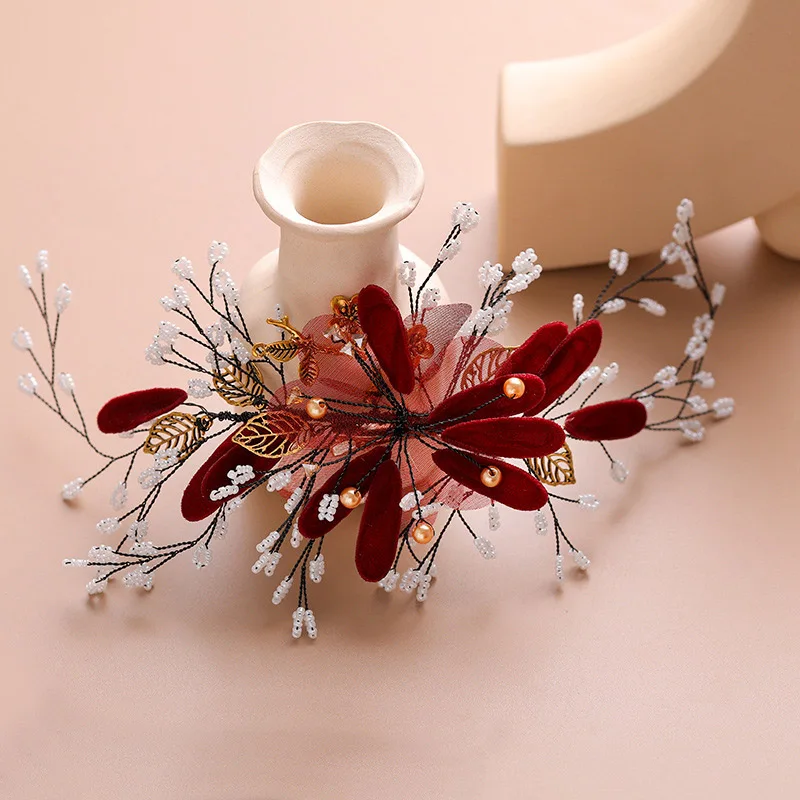 FORSEVEN Women Girl Bridal Bride Red Wedding Hair Jewelry Handmade Weave Flowers Beads Hair Clip Hairpins Dress Decorations
FORSEVEN Women Girl Bridal Bride Red Wedding Hair Jewelry Handmade Weave Flowers Beads Hair Clip Hairpins Dress Decorations
