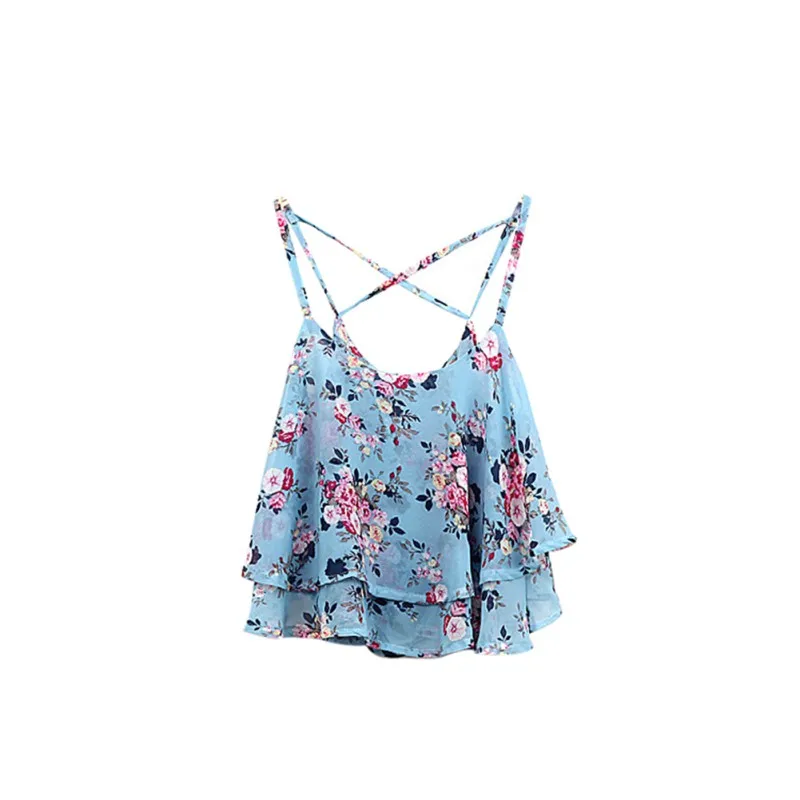 Women Shirts Tanks Top Summer Clothing Spaghetti Strap Floral Print Chiffon Shirt Vest Blouses Crop Top Sexy Tanks Tops Female
Women Shirts Tanks Top Summer Clothing Spaghetti Strap Floral Print Chiffon Shirt Vest Blouses Crop Top Sexy Tanks Tops Female