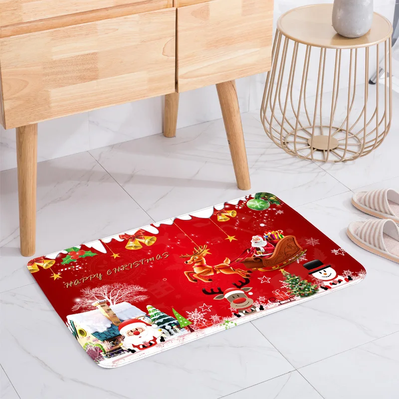 Sorgirl Merry Christmas Home Decorative Carpet Non-slip Door Mat Water Absorption Rug Living Room Kitchen Floor | Дом и сад