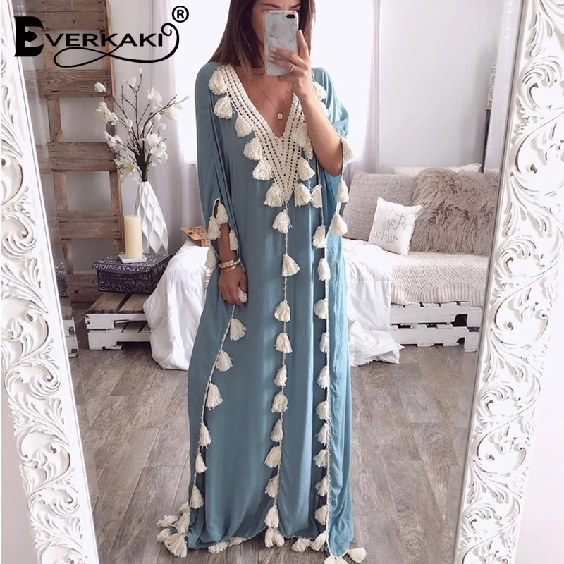 Everkaki Vintage Tassel Maxi Dress Women Bohemian V Neck Lace 4 Colors Available Loose Beach Dress Female 2019 Summer New
Everkaki Vintage Tassel Maxi Dress Women Bohemian V Neck Lace 4 Colors Available Loose Beach Dress Female 2019 Summer New