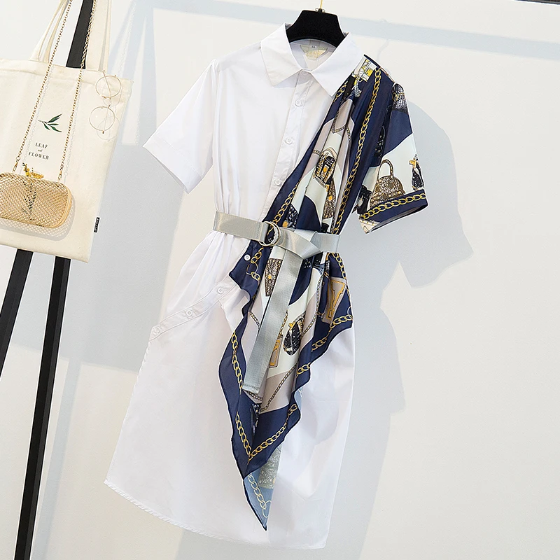 HAMALIEL Fashion Office Lady Summer Large size Dress Women Patchwork Printed Short Sleeve Shirt Dress Runway Loose Sashes Dress
HAMALIEL Fashion Office Lady Summer Large size Dress Women Patchwork Printed Short Sleeve Shirt Dress Runway Loose Sashes Dress