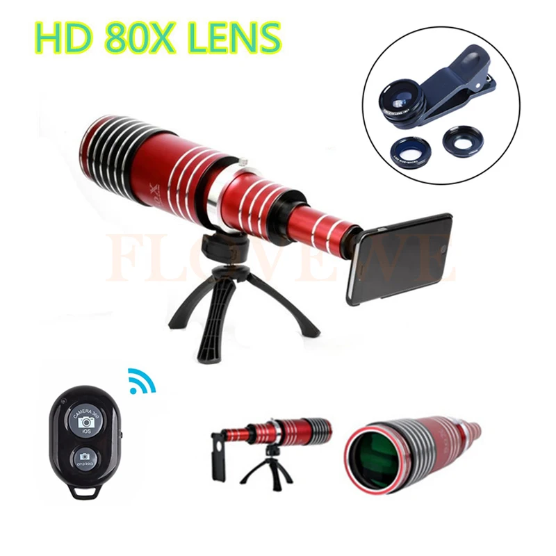 Phone Lentes Kit 80X Metal Telescope Telephoto Lens+Tripod+Fish eye Macro Wide Angle Lenses For Samsung S3 S4 S5 S6 S7 edge Plus
Phone Lentes Kit 80X Metal Telescope Telephoto Lens+Tripod+Fish eye Macro Wide Angle Lenses For Samsung S3 S4 S5 S6 S7 edge Plus