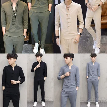 New two-piece summer Chinese style suit men's cotton T-shirt suit embroidery casual men's suit
New two-piece summer Chinese style suit men's cotton T-shirt suit embroidery casual men's suit