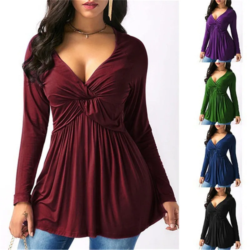 T Shirt Women 2019 Solid Color Casual Sexy Loose Long Sleeve Top Long Sleeve V-neck Black Clothes Broadcloth T-shirt
T Shirt Women 2019 Solid Color Casual Sexy Loose Long Sleeve Top Long Sleeve V-neck Black Clothes Broadcloth T-shirt