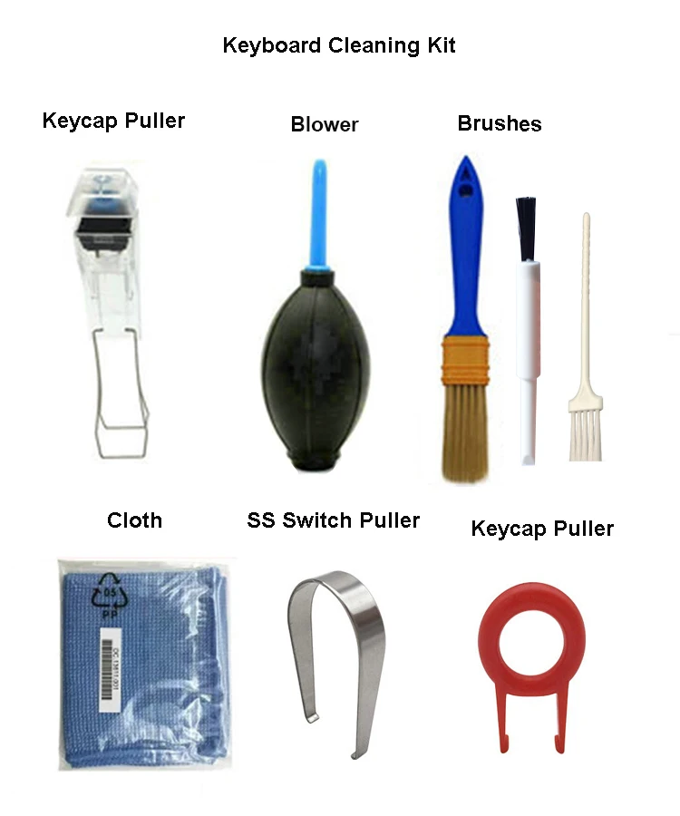 Keycap Puller Switch Puller Brush Cloth Cleaning Tool Kit for Kailh Gateron Cherry MX Switches Mechanical Keyboard
Keycap Puller Switch Puller Brush Cloth Cleaning Tool Kit for Kailh Gateron Cherry MX Switches Mechanical Keyboard