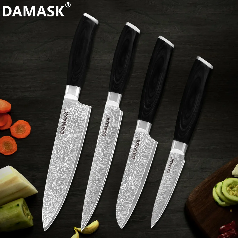 DAMASK Damascus Knife Set Chef Slicing Santoku Utility Paring Knife Set 67 Layer VG10 Chef Damascus Knives Professional Cutlery
DAMASK Damascus Knife Set Chef Slicing Santoku Utility Paring Knife Set 67 Layer VG10 Chef Damascus Knives Professional Cutlery