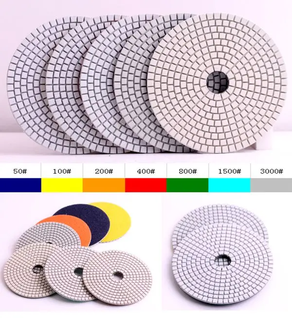 10pcs/set by grit Dry and wet polishing 5"(125mm) with 2.5mm flexible diamond stone dry pads for discs | Инструменты
