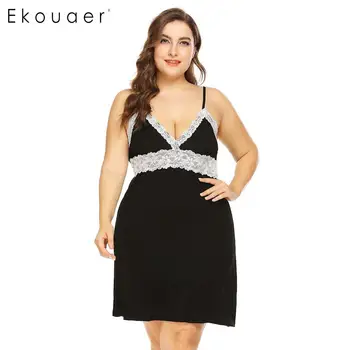 Ekouaer Sexy Oversize Nightgown Women Soft Cotton Sleepwear Dress Lace Patchwork Backless Female Chemise Nightdress Plus Size
Ekouaer Sexy Oversize Nightgown Women Soft Cotton Sleepwear Dress Lace Patchwork Backless Female Chemise Nightdress Plus Size
