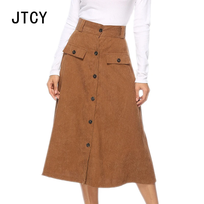 JTCY New Fashion Women Solid Skirt Khaki Buttons High Waist A-Line Mid-Calf Length Casual Skirt Female
JTCY New Fashion Women Solid Skirt Khaki Buttons High Waist A-Line Mid-Calf Length Casual Skirt Female