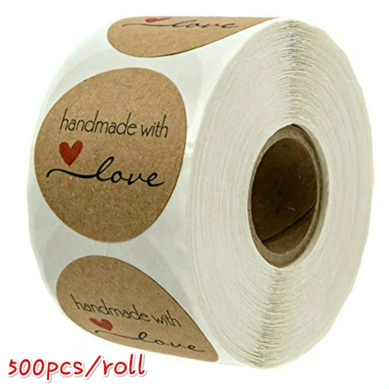 3 Types 500pcs/roll Inch Round Natural Kraft Handmade Stickers for Wending Decoration Party Cookie Bag Gift Bag Packaging
3 Types 500pcs/roll Inch Round Natural Kraft Handmade Stickers for Wending Decoration Party Cookie Bag Gift Bag Packaging