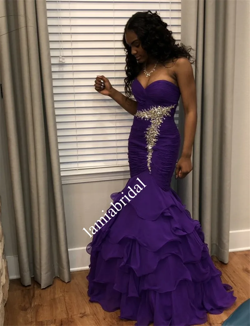 Sparkly Crystals Purple Mermaid Prom Dresses 2019 Corset Plus Size Ruffles Cheap 2K19 Formal Evening vestidos de fiesta largos
Sparkly Crystals Purple Mermaid Prom Dresses 2019 Corset Plus Size Ruffles Cheap 2K19 Formal Evening vestidos de fiesta largos