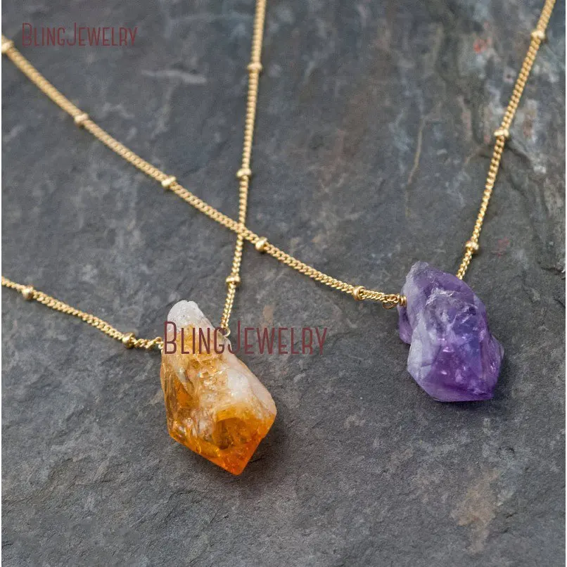 Raw Rough Amethysts Point Or CitrineS Point Pendant Gold Ball Chain Neklace Satellite Chain Necklace NM18059
Raw Rough Amethysts Point Or CitrineS Point Pendant Gold Ball Chain Neklace Satellite Chain Necklace NM18059