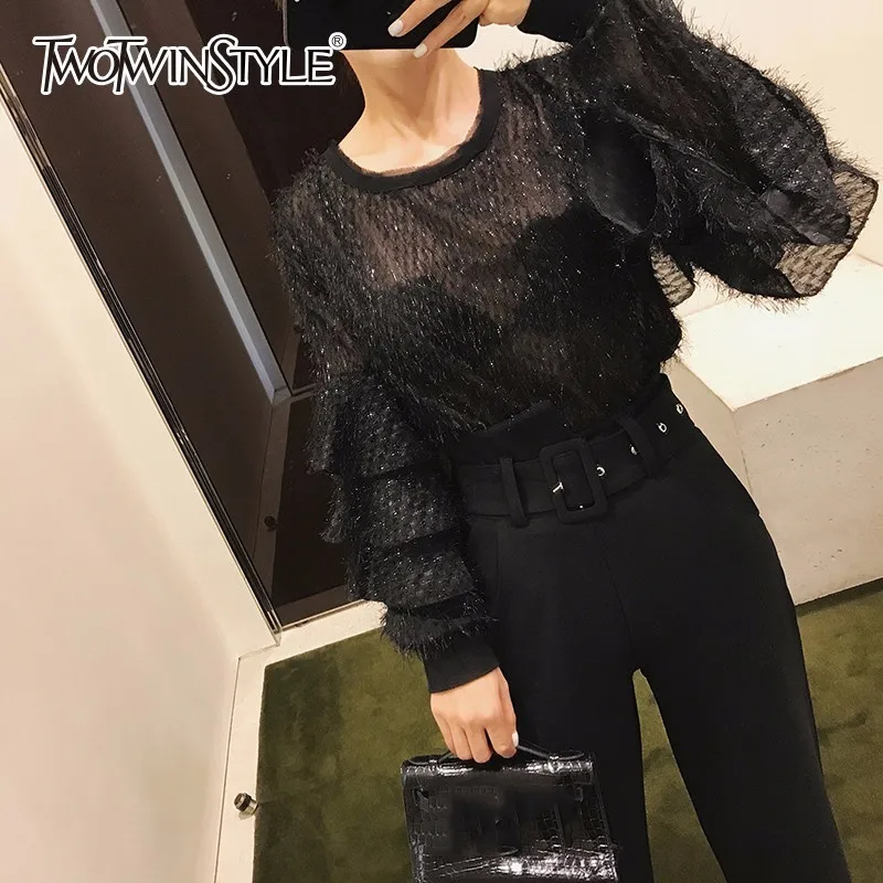 TWOTWINSTYLE Tassel Patchwork Hoody For Women O Neck Ruffles Long Sleeve Black Big Size Pullover Female Spring Fashion New Tops
TWOTWINSTYLE Tassel Patchwork Hoody For Women O Neck Ruffles Long Sleeve Black Big Size Pullover Female Spring Fashion New Tops