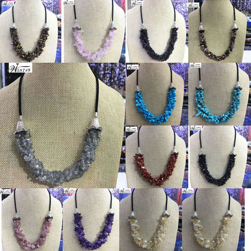 4~8mm Tourmaline Crystal Jaspe Labradorite Tiger Eye Garnet Chips Beads Necklace 18" pWB702
4~8mm Tourmaline Crystal Jaspe Labradorite Tiger Eye Garnet Chips Beads Necklace 18" pWB702