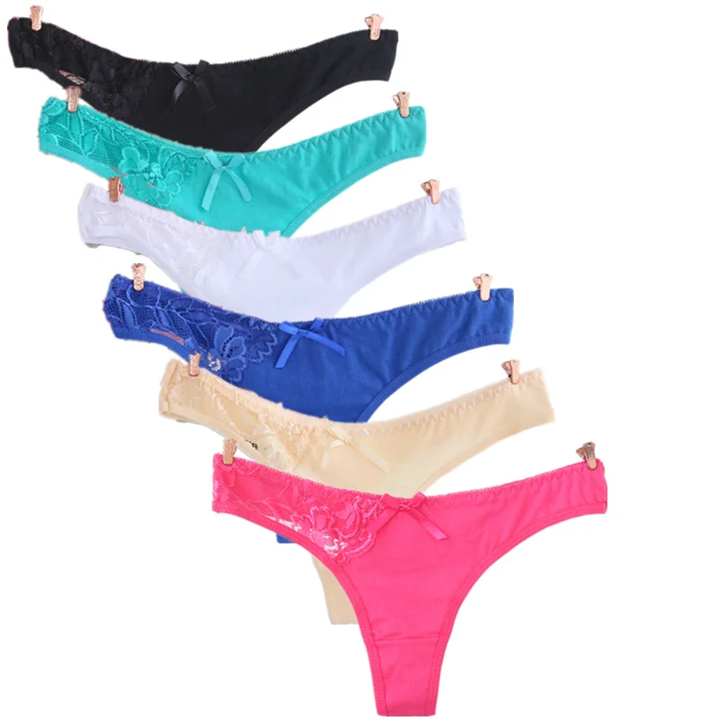 6 шт./лот M L XL Для женщин мужские стринги Sexy Хлопок Модные Кружево Трусики для