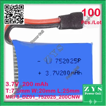 100pcs./Lot Safety Packing, 2 pin 3.7V lithium Polymer battery 752025 200mah for UAV UAS Drone Zone mini drone fpv Size7.5x20x25
100pcs./Lot Safety Packing, 2 pin 3.7V lithium Polymer battery 752025 200mah for UAV UAS Drone Zone mini drone fpv Size7.5x20x25