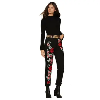 Fashion Women's 3D Colorful Sexy Roses Embroidery High Waist Elegant Jeans Female Loose Denim Straight Washed Jeans
Fashion Women's 3D Colorful Sexy Roses Embroidery High Waist Elegant Jeans Female Loose Denim Straight Washed Jeans