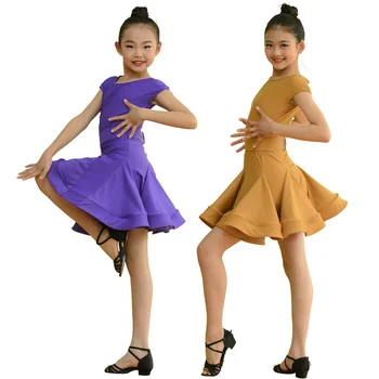 

Latin Dance Dress For Girls Fashion Lycra Kids Dancing Practice Wear Chacha Samba Salsa Tango Ballroom Performance Outfit DC2393