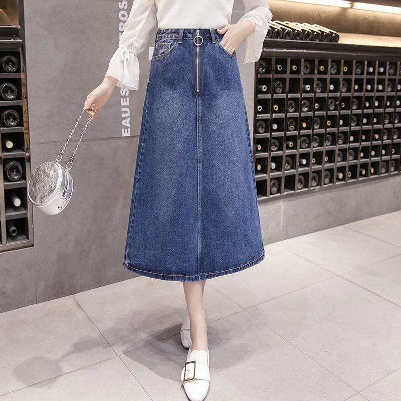Women Blue Jeans Skirt Midi A Line Zipper Denim Skirt With Pockets High Waist Long Denim Skirts In Women Ladies
Women Blue Jeans Skirt Midi A Line Zipper Denim Skirt With Pockets High Waist Long Denim Skirts In Women Ladies