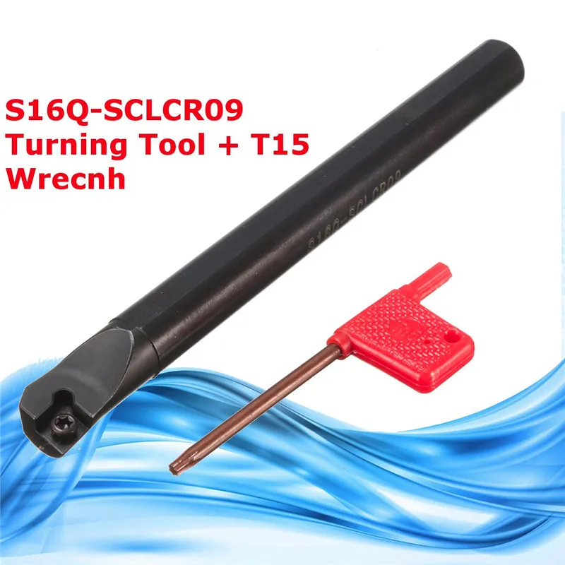 New 1pc S16Q-SCLCR09 16mm Shank Index Boring Bar Turning Tool Holder + T15 Wrench for CNC Machine Tool
