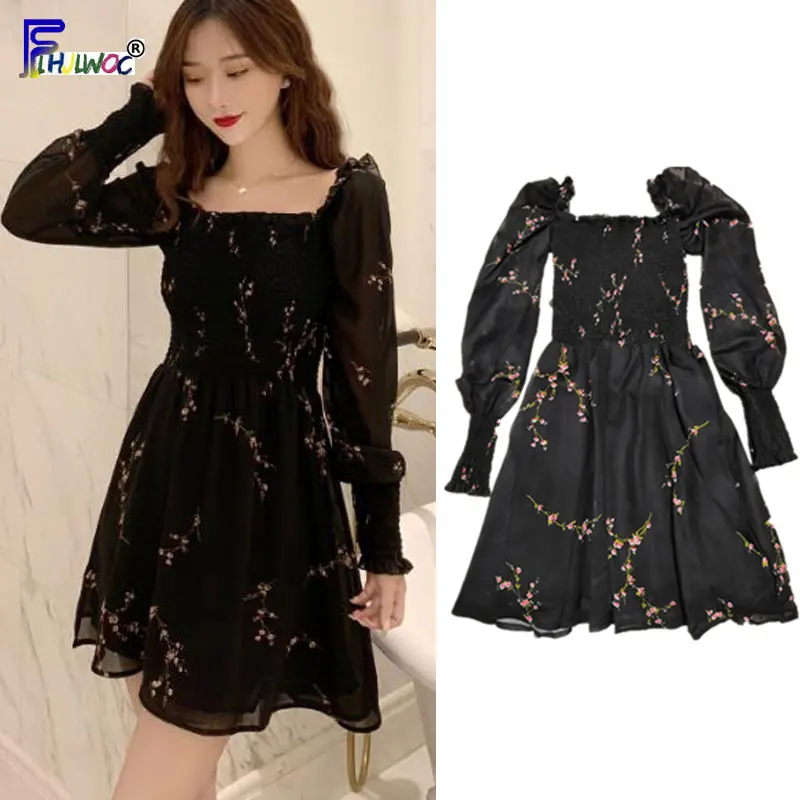 Cute Mini Dresses Party Date Wear Woman Fashion Long French Design Ruffled Sweet Girls Little Black Chiffon Dress 7123
Cute Mini Dresses Party Date Wear Woman Fashion Long French Design Ruffled Sweet Girls Little Black Chiffon Dress 7123