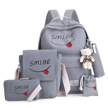 5cs/set Women Backpack Cartoon School Backpack For Teenage Girls Canvas School Bags Laptop Backpack Female Sac A Dos Mochila
5cs/set Women Backpack Cartoon School Backpack For Teenage Girls Canvas School Bags Laptop Backpack Female Sac A Dos Mochila