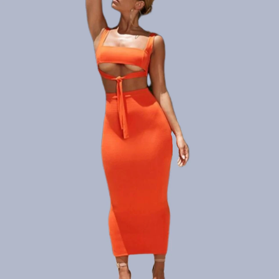 Orange Crop Top Women Summer Sleeveless Vest Ensemble Femme 2 Pieces Two Piece Boydcon Bandage Set Skirt And Fluorescent Top Set
Orange Crop Top Women Summer Sleeveless Vest Ensemble Femme 2 Pieces Two Piece Boydcon Bandage Set Skirt And Fluorescent Top Set