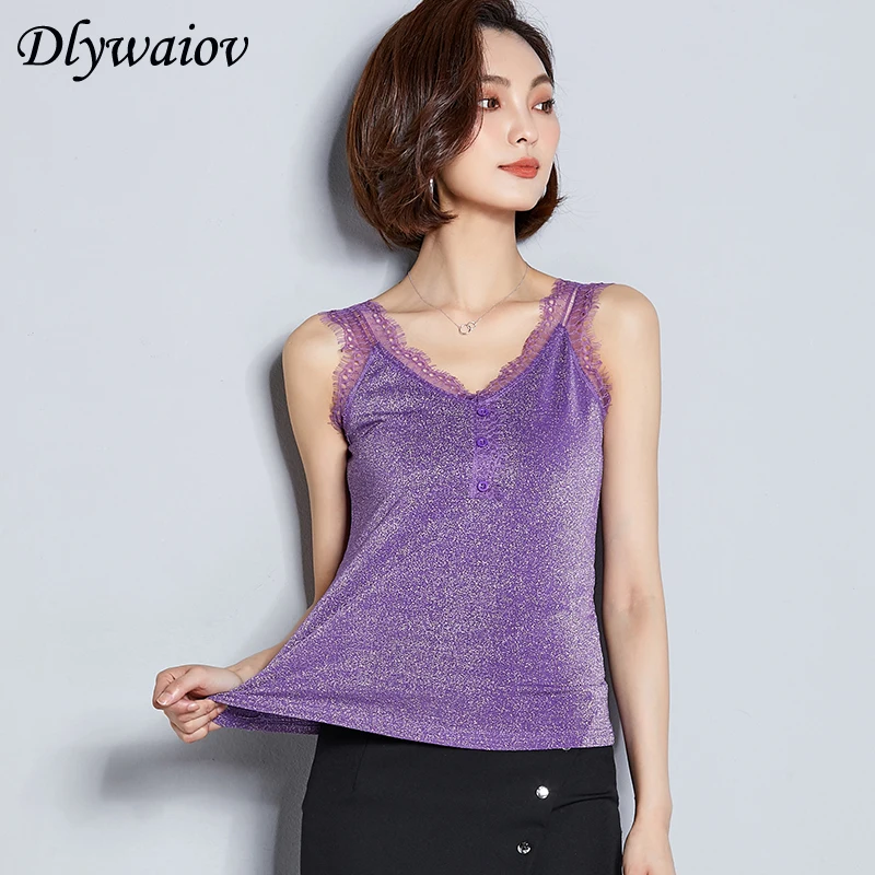 Tank Tops Women 2019 Fashion Sexy Lace sleeveless V-neck Vest Top Korean Elegant Ladies Female Tank T-shirt Bright Yarn Gilet
Tank Tops Women 2019 Fashion Sexy Lace sleeveless V-neck Vest Top Korean Elegant Ladies Female Tank T-shirt Bright Yarn Gilet